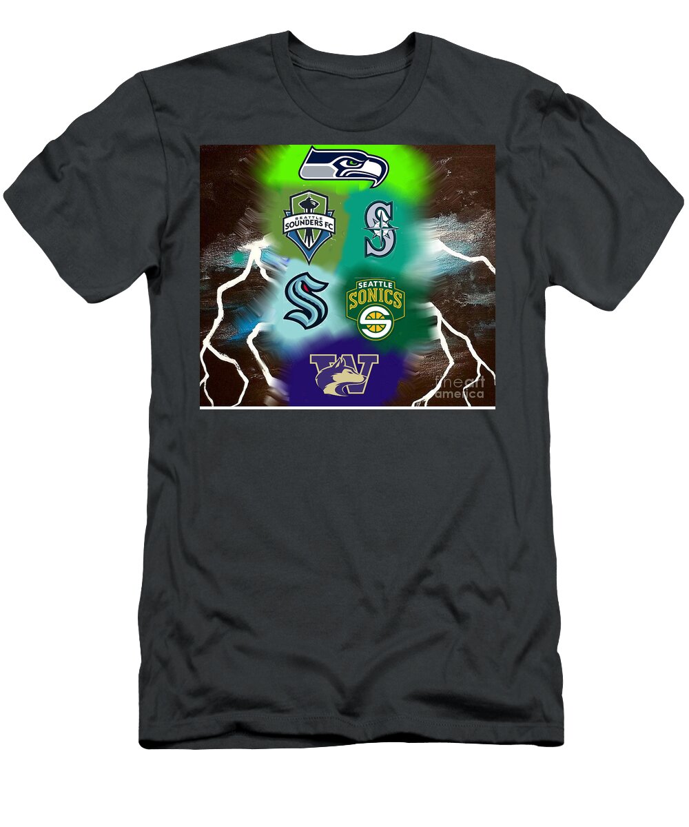 Seattle Local Teams Seahawks Sounders Mariners Kraken Sonics Huskies Teo Alfonso T-Shirt
