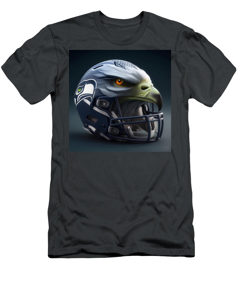 Seattle Seahawk Morphed Helmet Wes and Dotty Weber T-Shirt