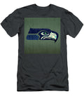 Seattle Seahawks Football Team Retro Logo Washington State License Plate Art Design Turnpike T-Shirt