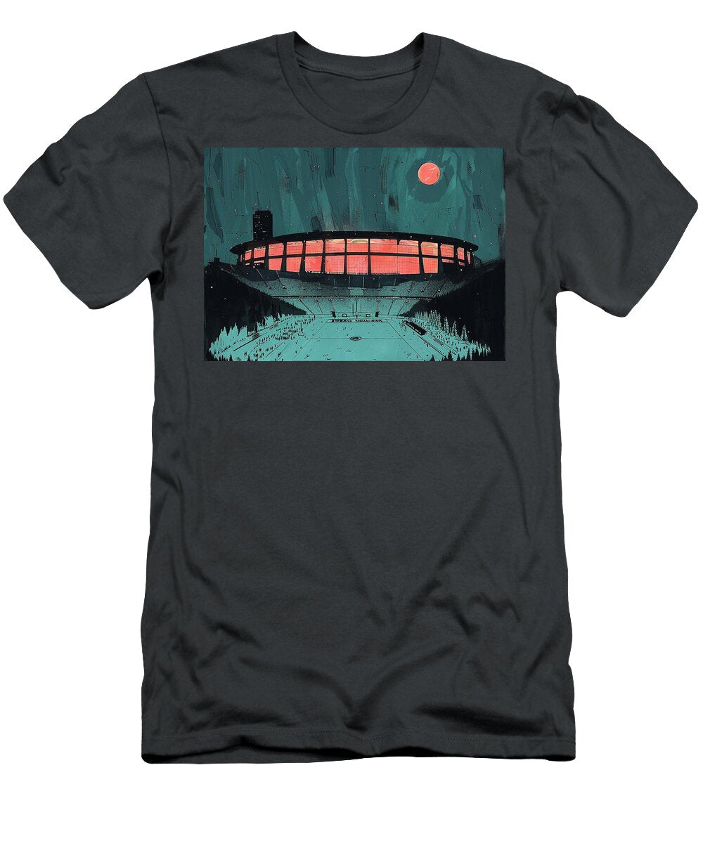 Seattle Seahawks Lumen Field Night Stadium Art Eldre Delvie T-Shirt