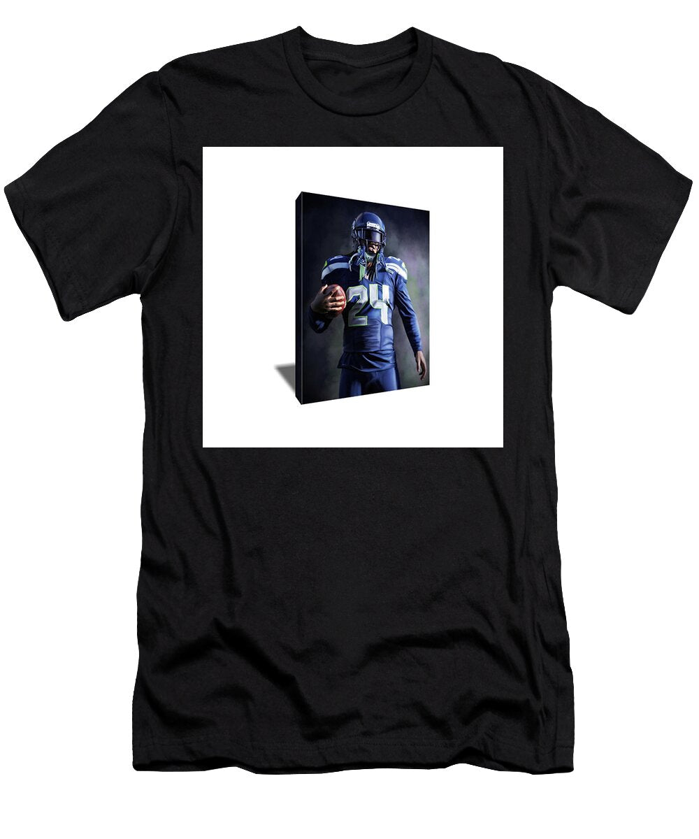 Seattle Seahawks Marshawn Lynch Canvas Art Artwrench Dotcom T-Shirt