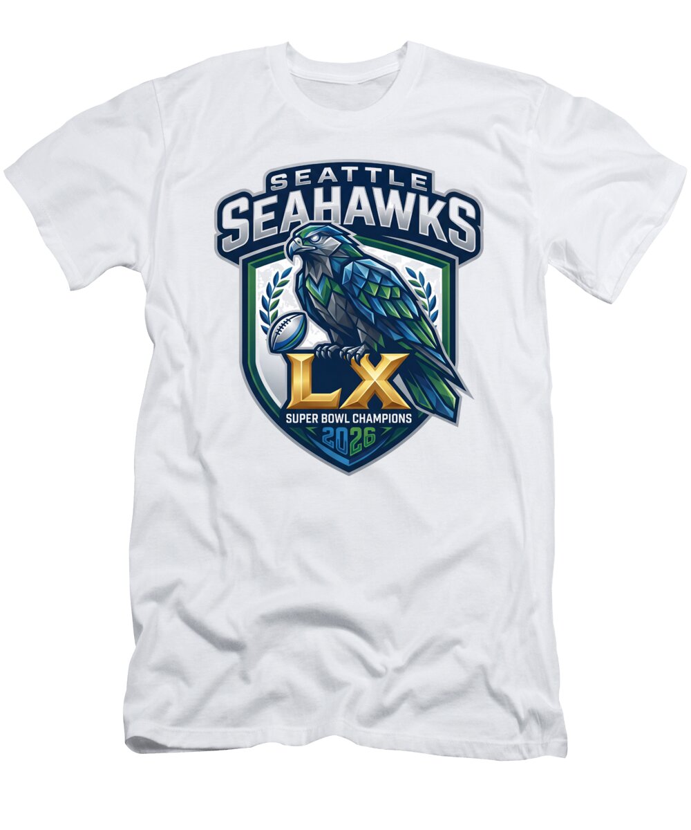 Seattle Seahawks Super Bowl Lx Victory Shield Viral Guy T-Shirt