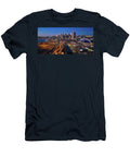 Seattle Skyline Blue Hour Aerial Over Lumen Field and Elliott Bay Mike Reid T-Shirt