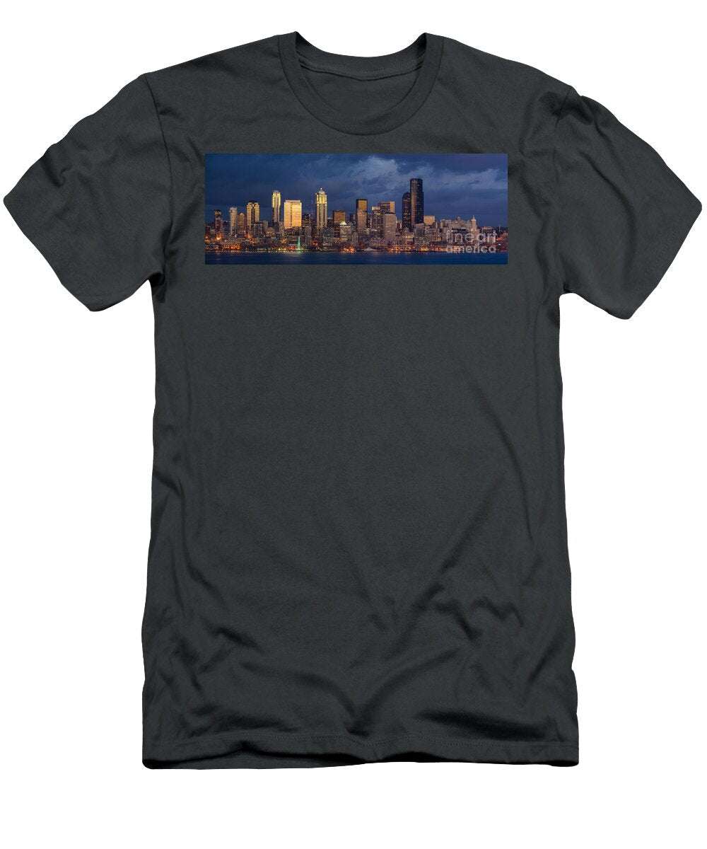 Seattle Skyline Sunset Detail Mike Reid T-Shirt