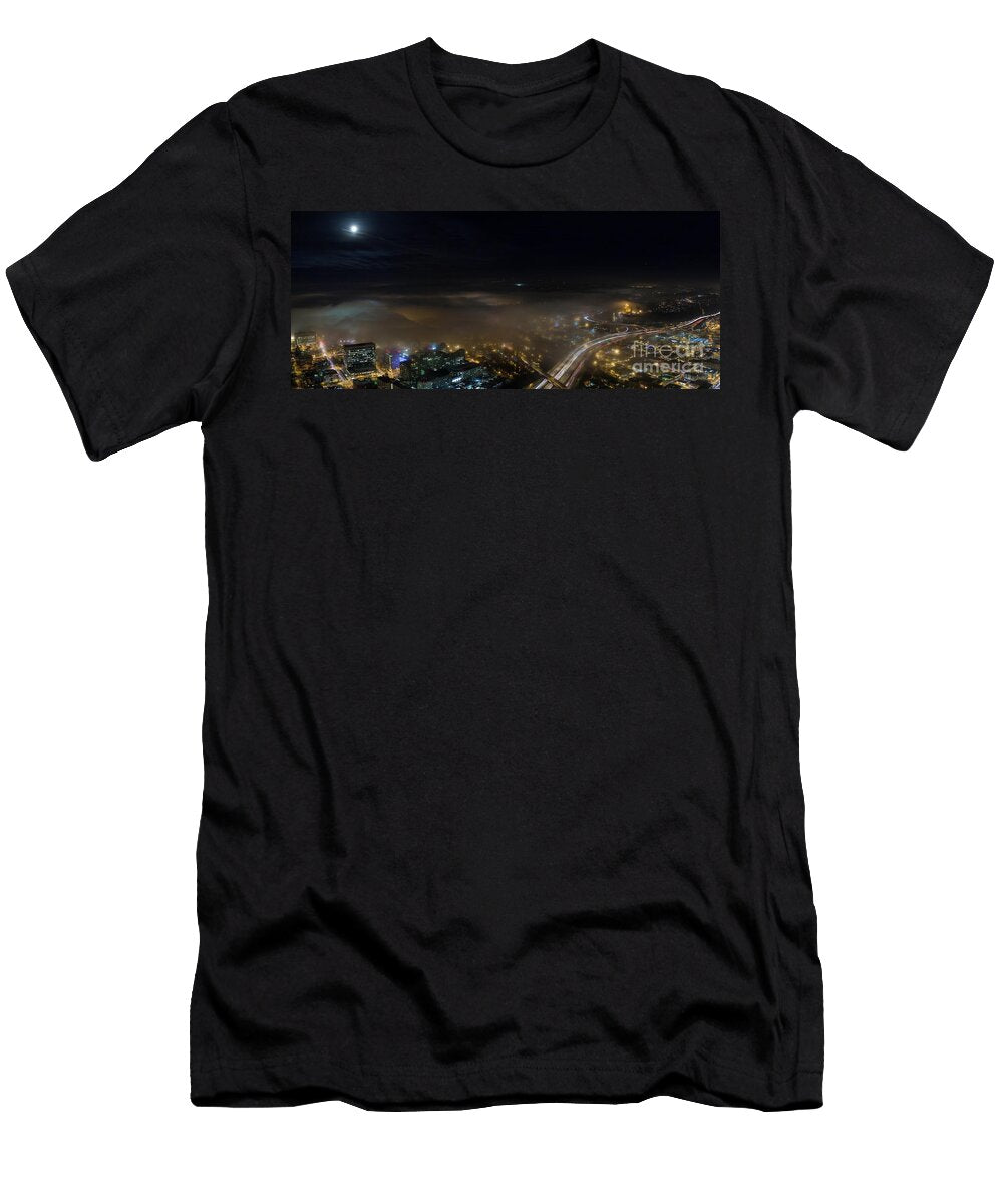 Seattle Sodo Fog and Moonlight Mike Reid T-Shirt