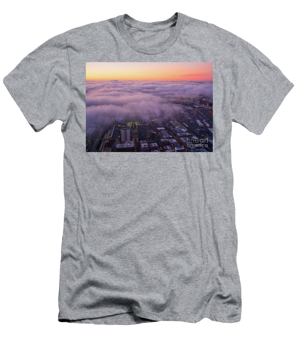 Seattle Sodo Fog Layer At Dawn Mike Reid T-Shirt