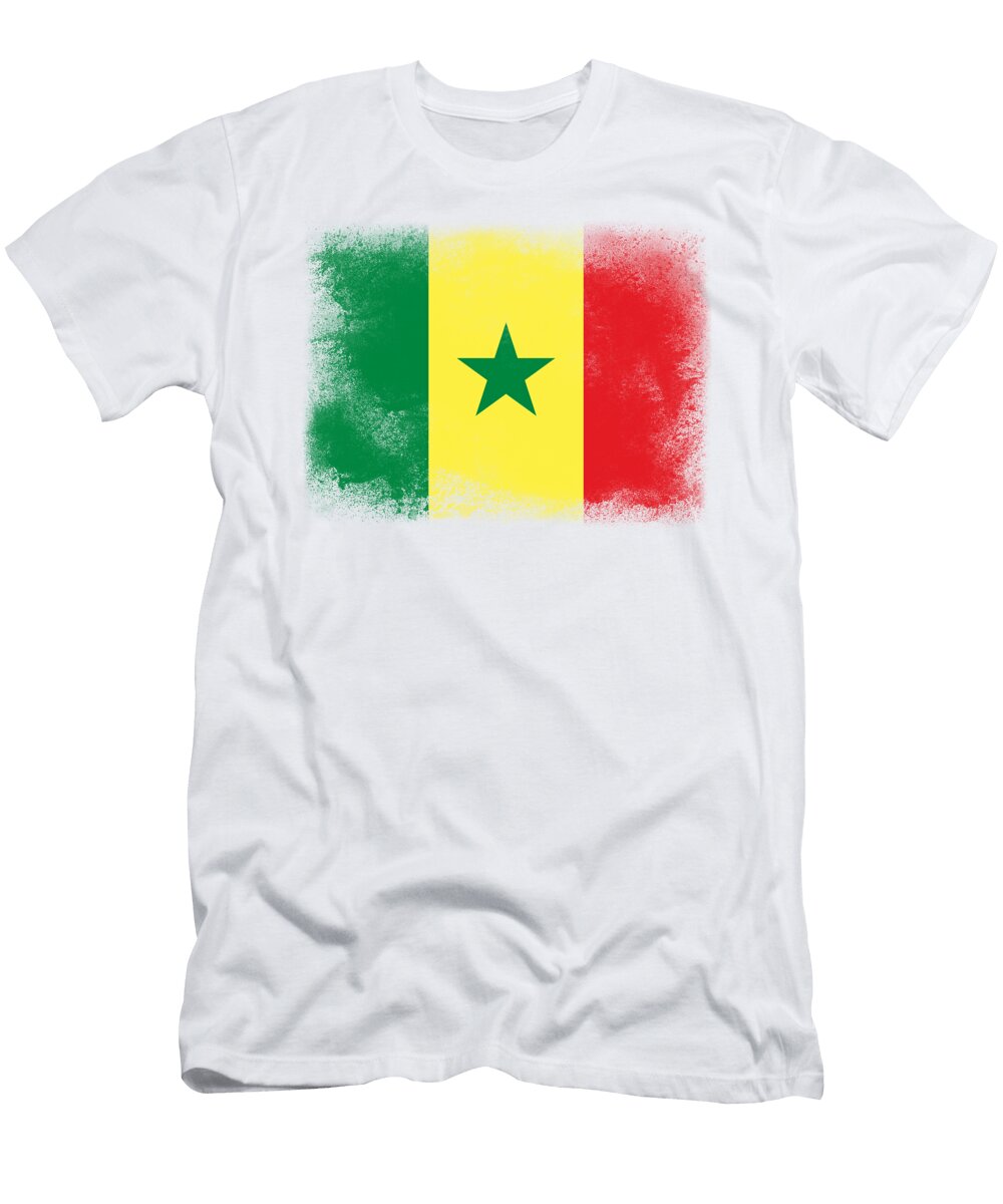 Senegal Flag Design Composition of Exploding Powder and Paint I Psychoshadow Art T-Shirt