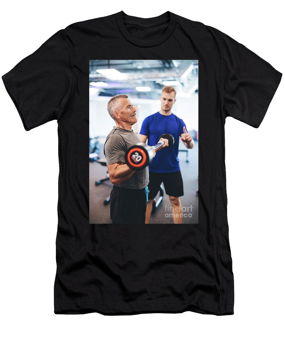 Senior Man and Personal Trainer At the Gym Michal Bednarek T-Shirt