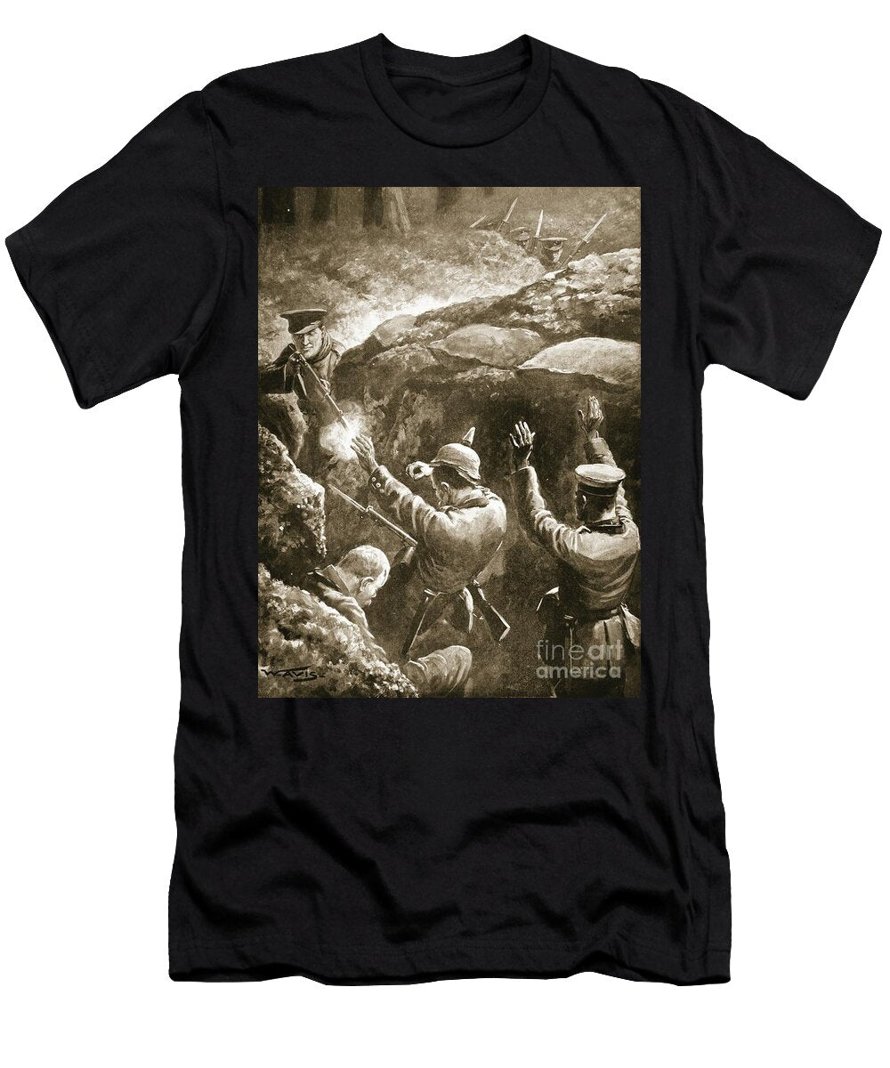 Sergeant Coxon Shoots Two of a Party of Three Germans Who Had Attacked Him During an Attack on Their Trenches W Avis T-Shirt