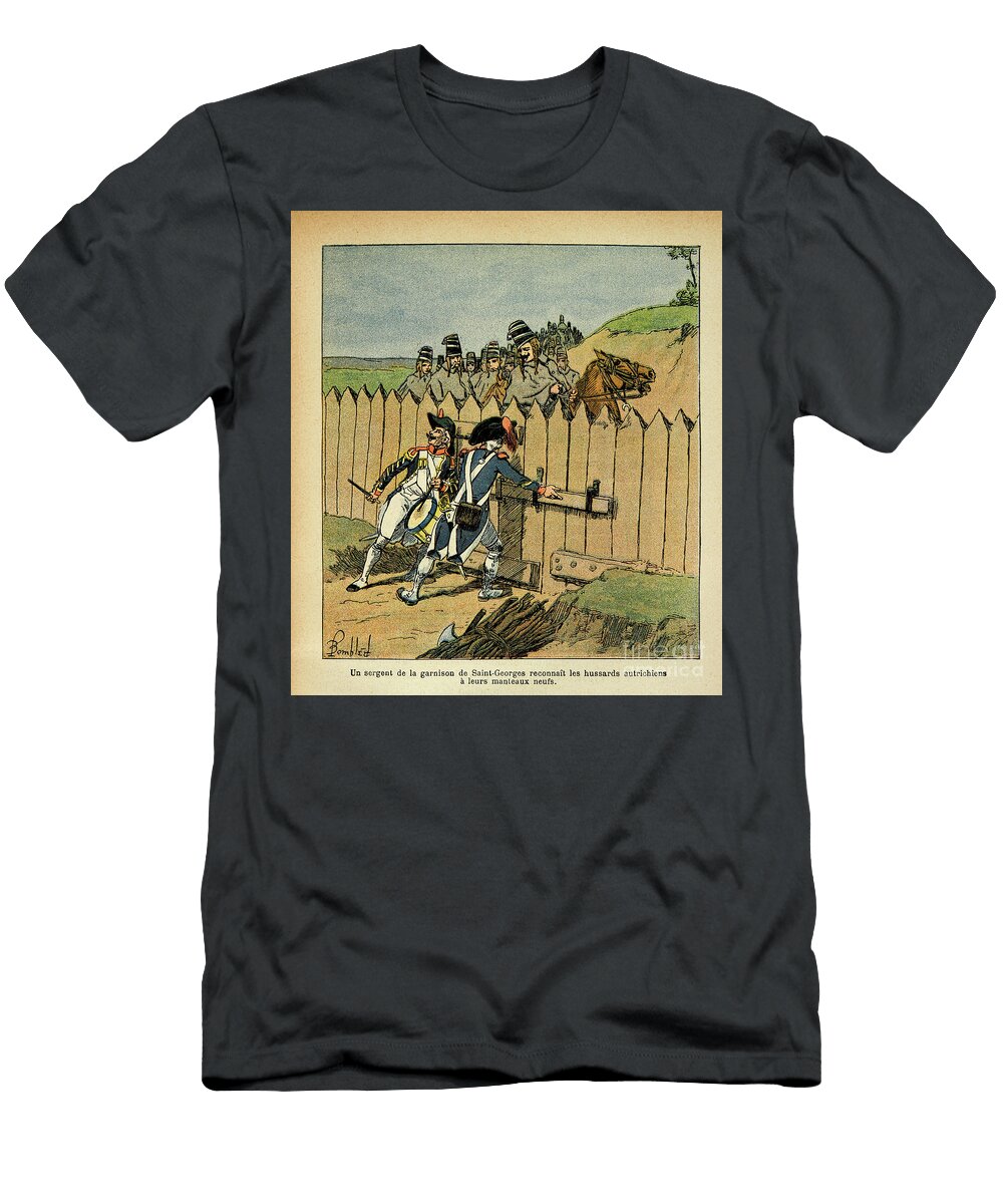 Sergeant of St Georges Garrison Recognised Austrian Hussars with New Coats Lithograph Louis Charles Bombled T-Shirt