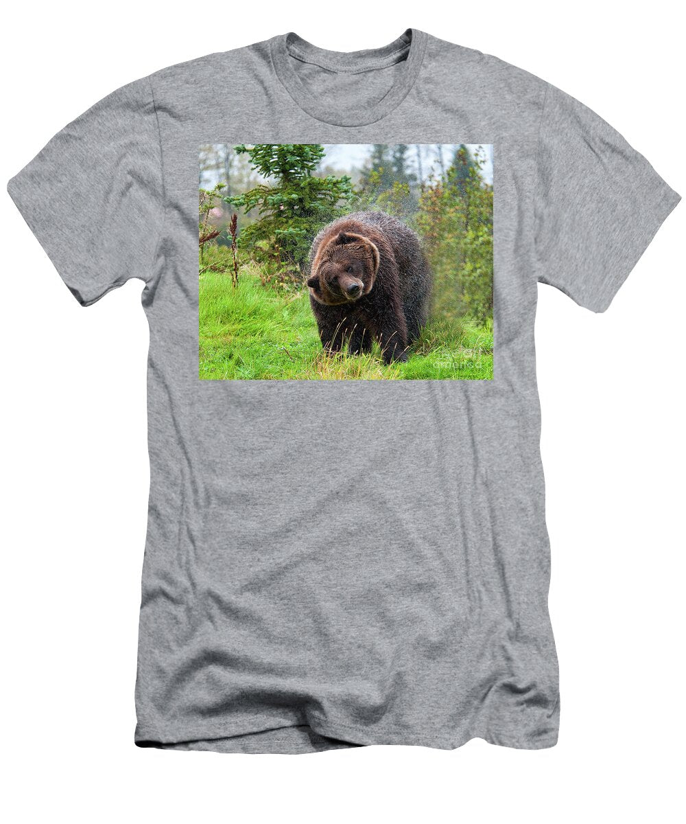 Shaking Off Rain Grizzly Bear Timothy Flanigan T-Shirt