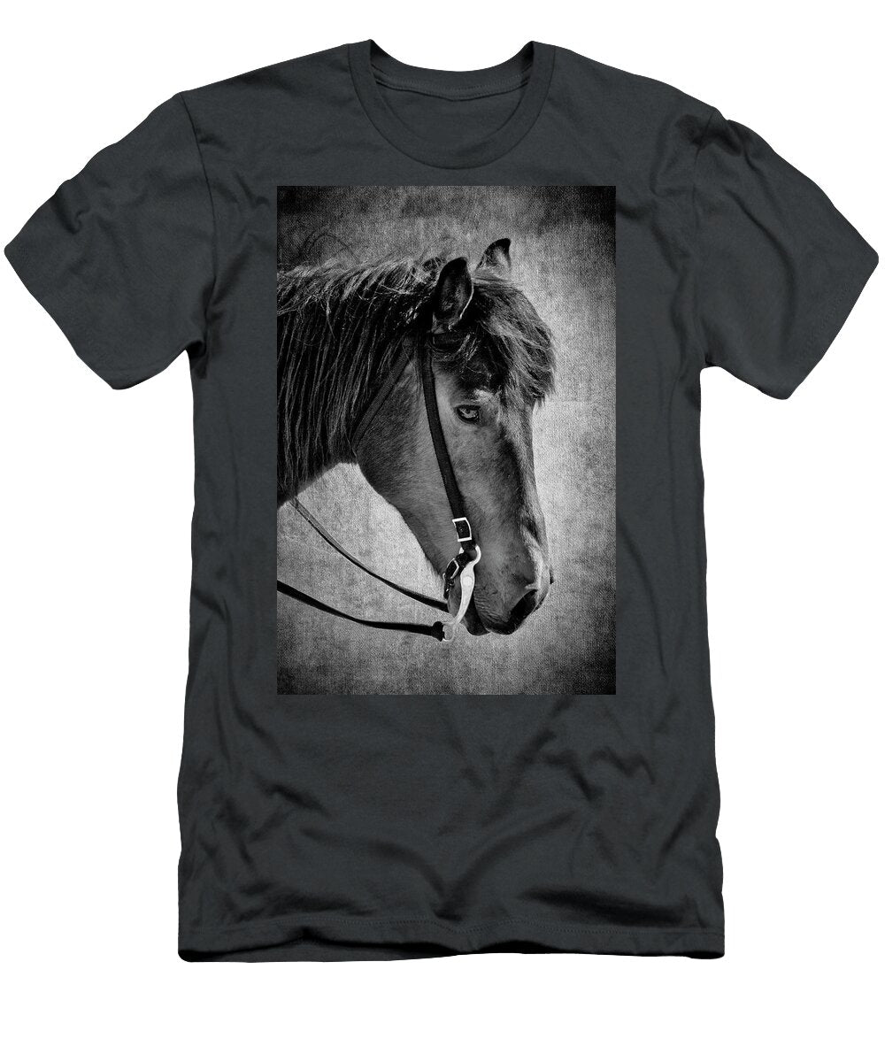 Sheep Herding Horse Portrait Bw Susan Candelario T-Shirt