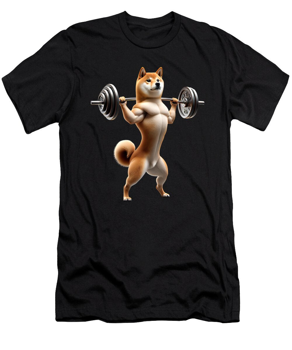 Shiba Inu Deadlift Weightlifting Funny Fitness Workout Gym Dog Lover Job T-Shirt