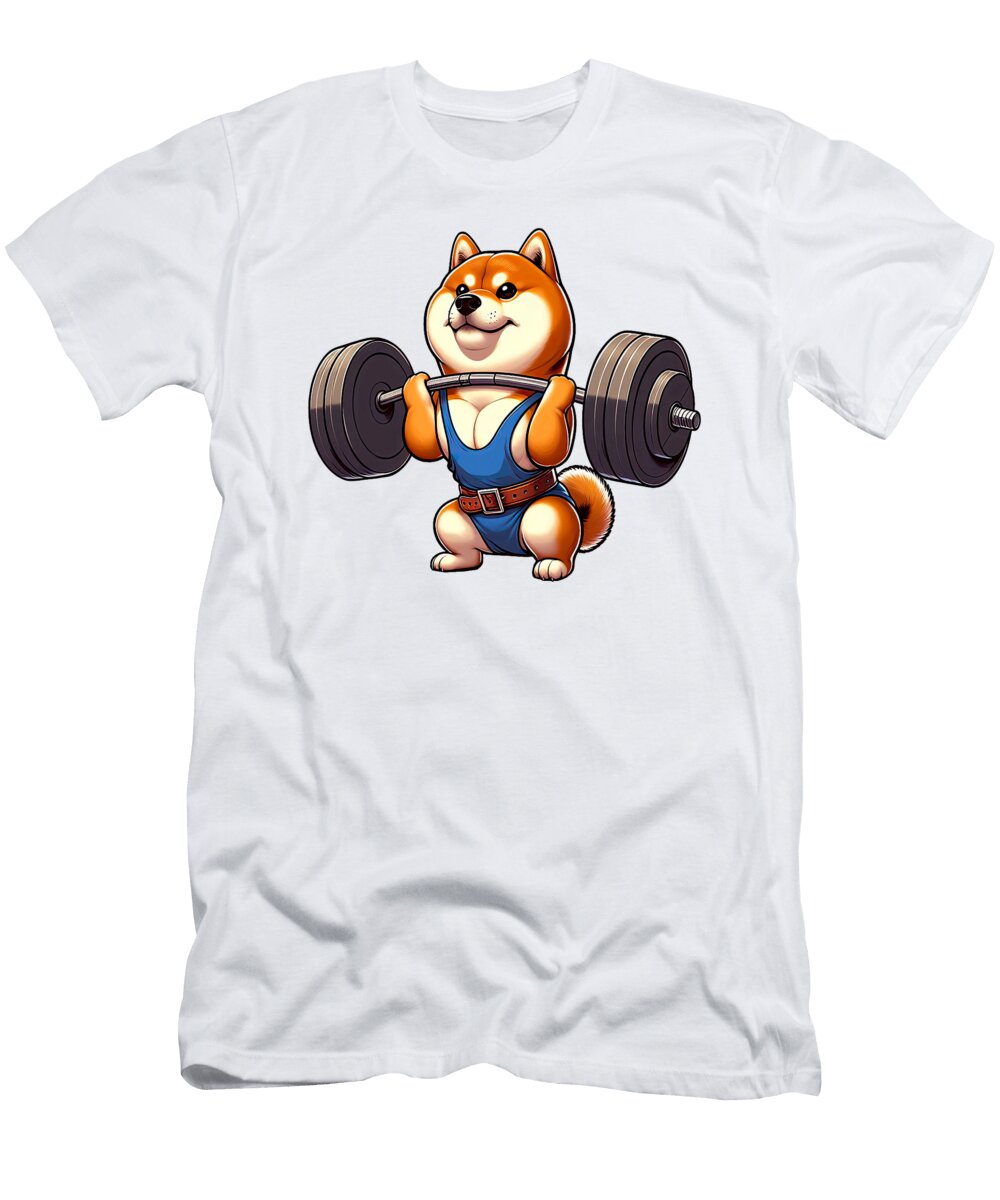 Shiba Inu Dog Weightlifting Fitness Gym Training Studi Alex T-Shirt