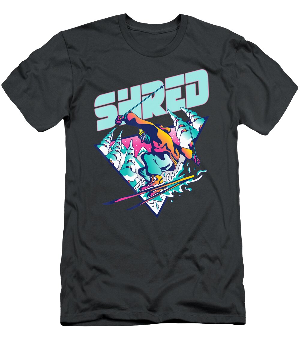 Shred Vintage Freestyle Ski 80s Costume Retro Skiing Lang Kiem Tran T-Shirt