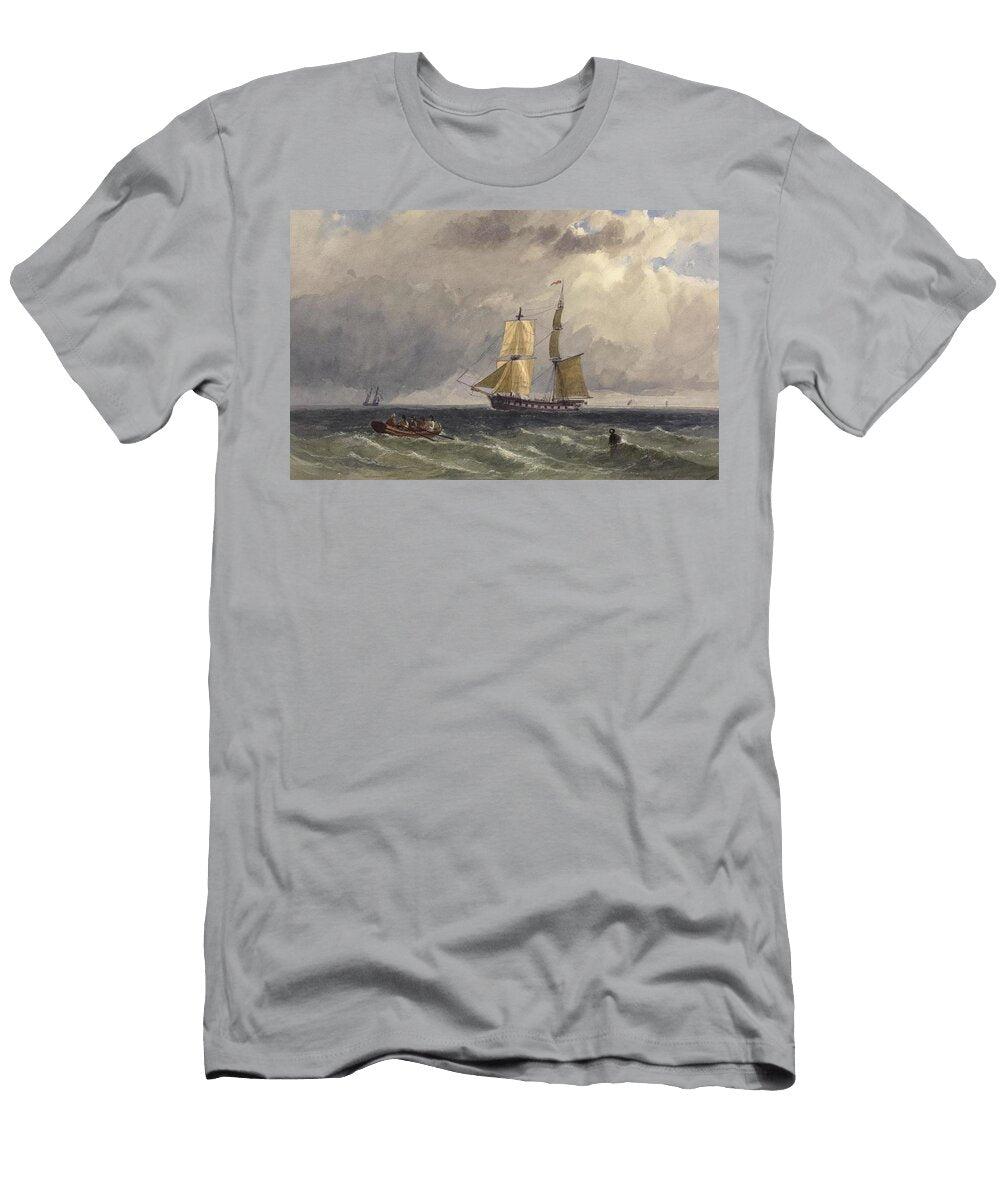 Siddende Draperet Kvinde Hojre Hand Fatter Om En Slange I Venstre Hand Holder Hun Et Spejl Hendrik Krock Danish T-Shirt