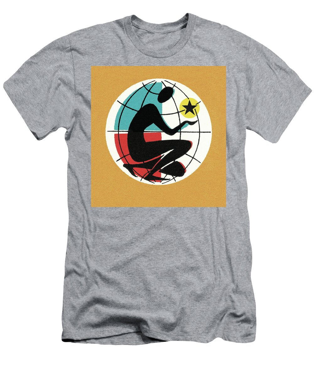 Silhouette of a Person in Front of a Globe Csa Images T-Shirt