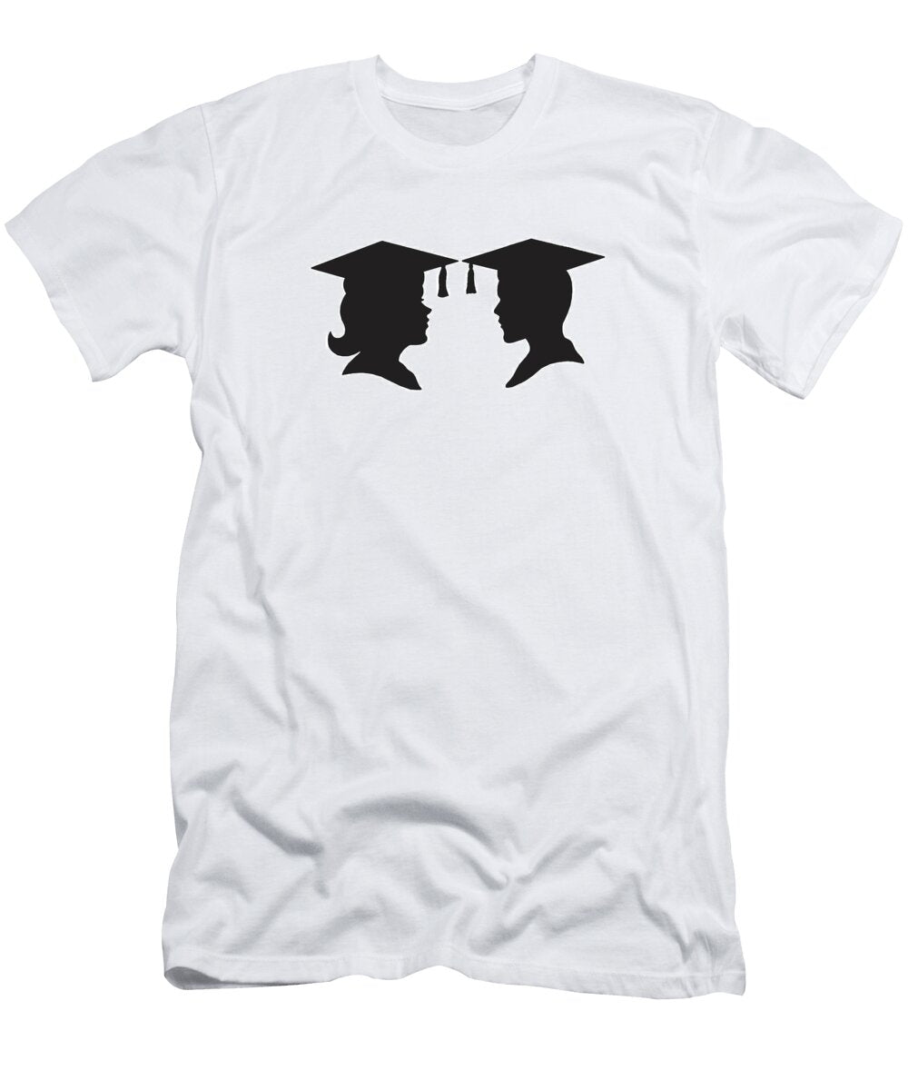 Silhouettes of Male and Female Graduates Csa Images T-Shirt