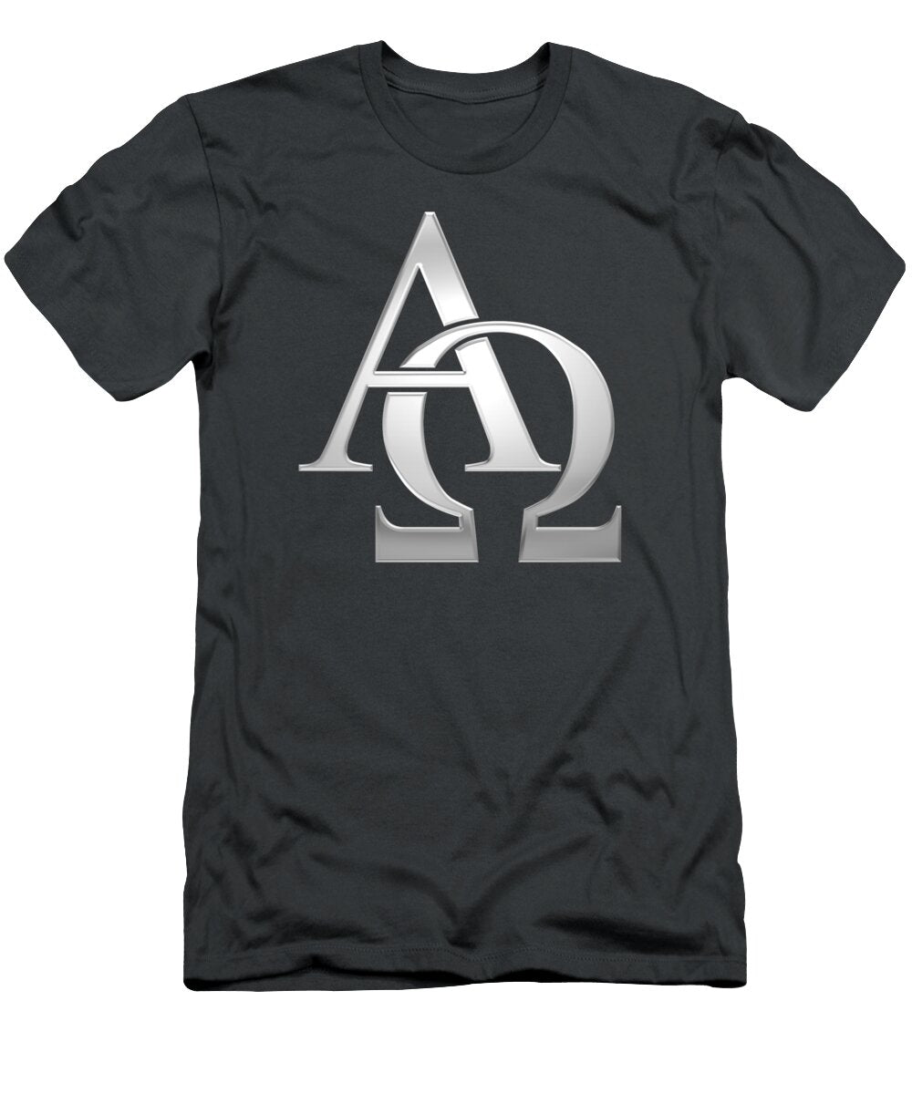 Silver Alpha and Omega Symbol Rose Santuci Sofranko T-Shirt