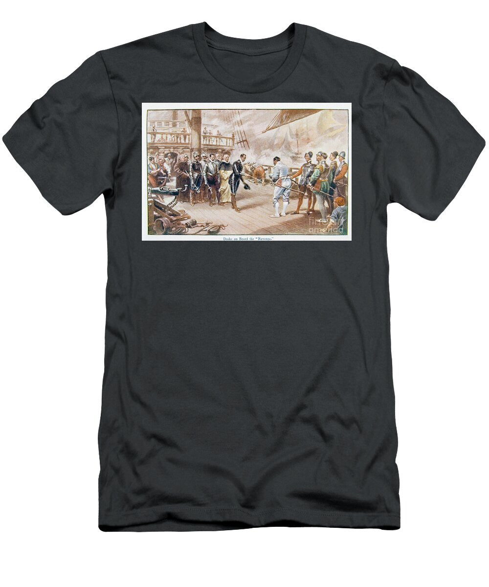 Sir Francis Drake C1540 96 on Board the Revenge Illustration From Lives of Great Men Told By Great Men John Seymour Lucas T-Shirt