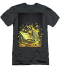 Skeleton Reading Among Flowers Aged Pixel T-Shirt