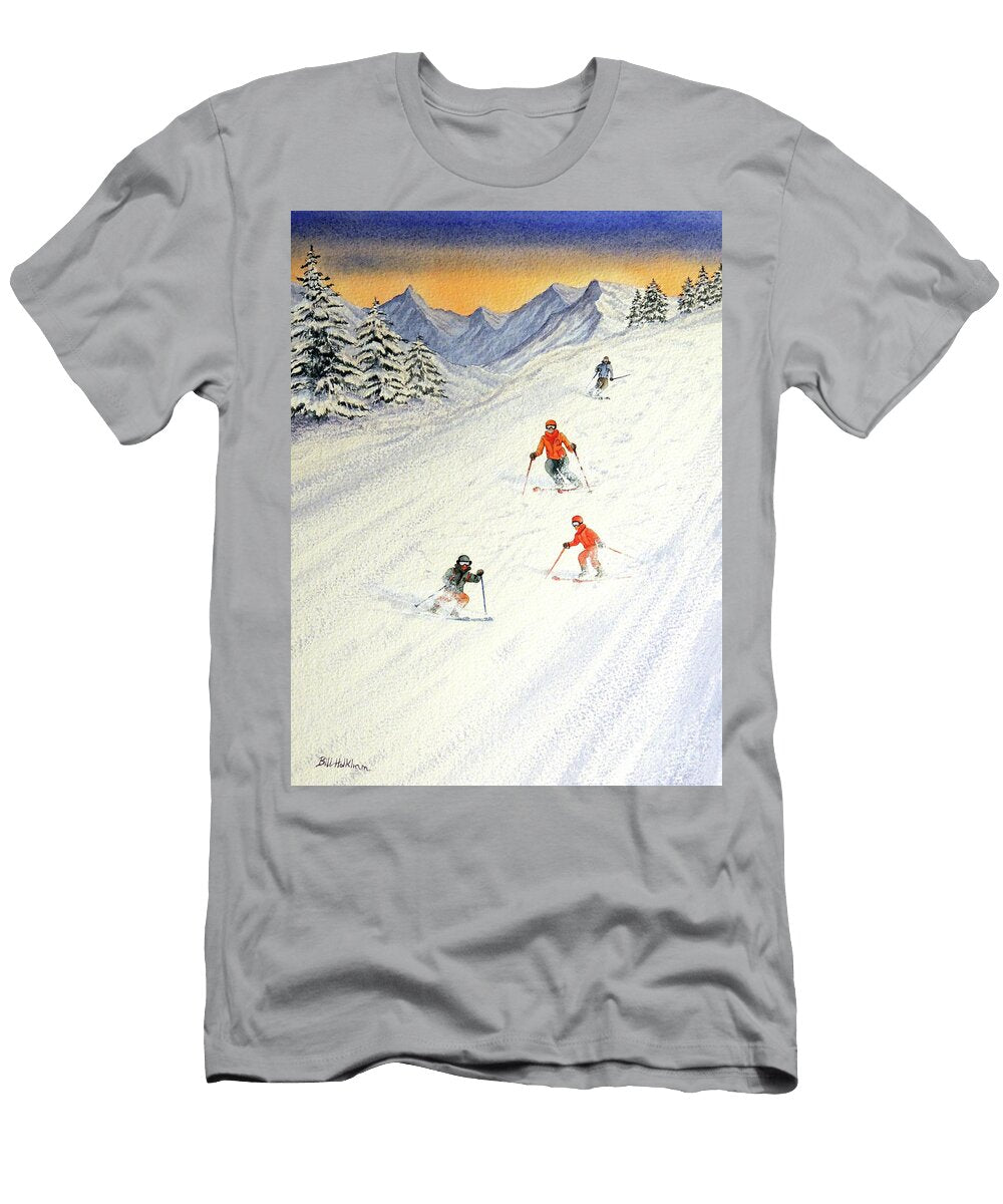 Skiing Family on the Slopes Bill Holkham T-Shirt