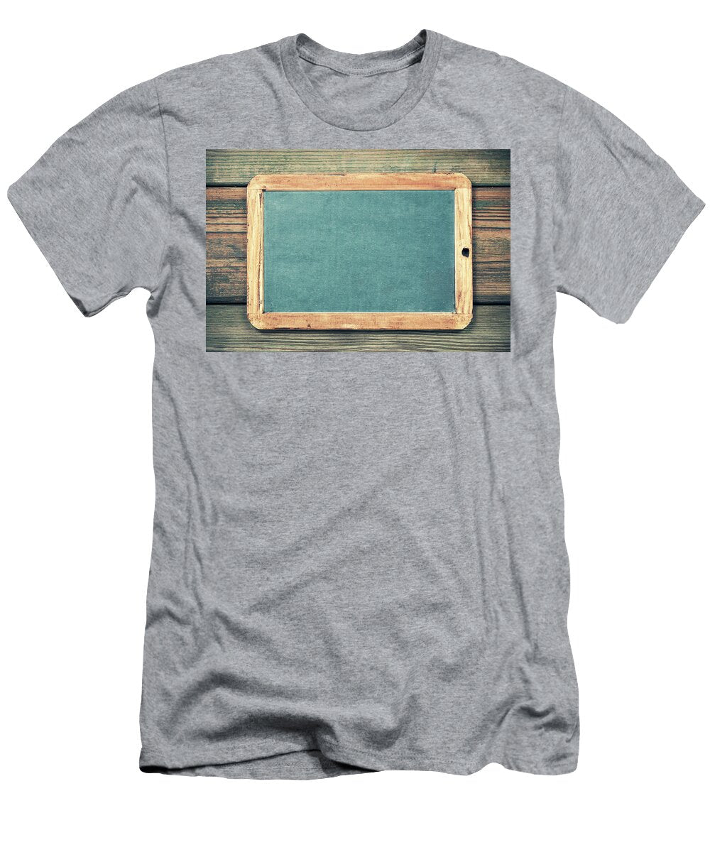 Slate Blackboard Against Old Wood Natalia Klenova T-Shirt