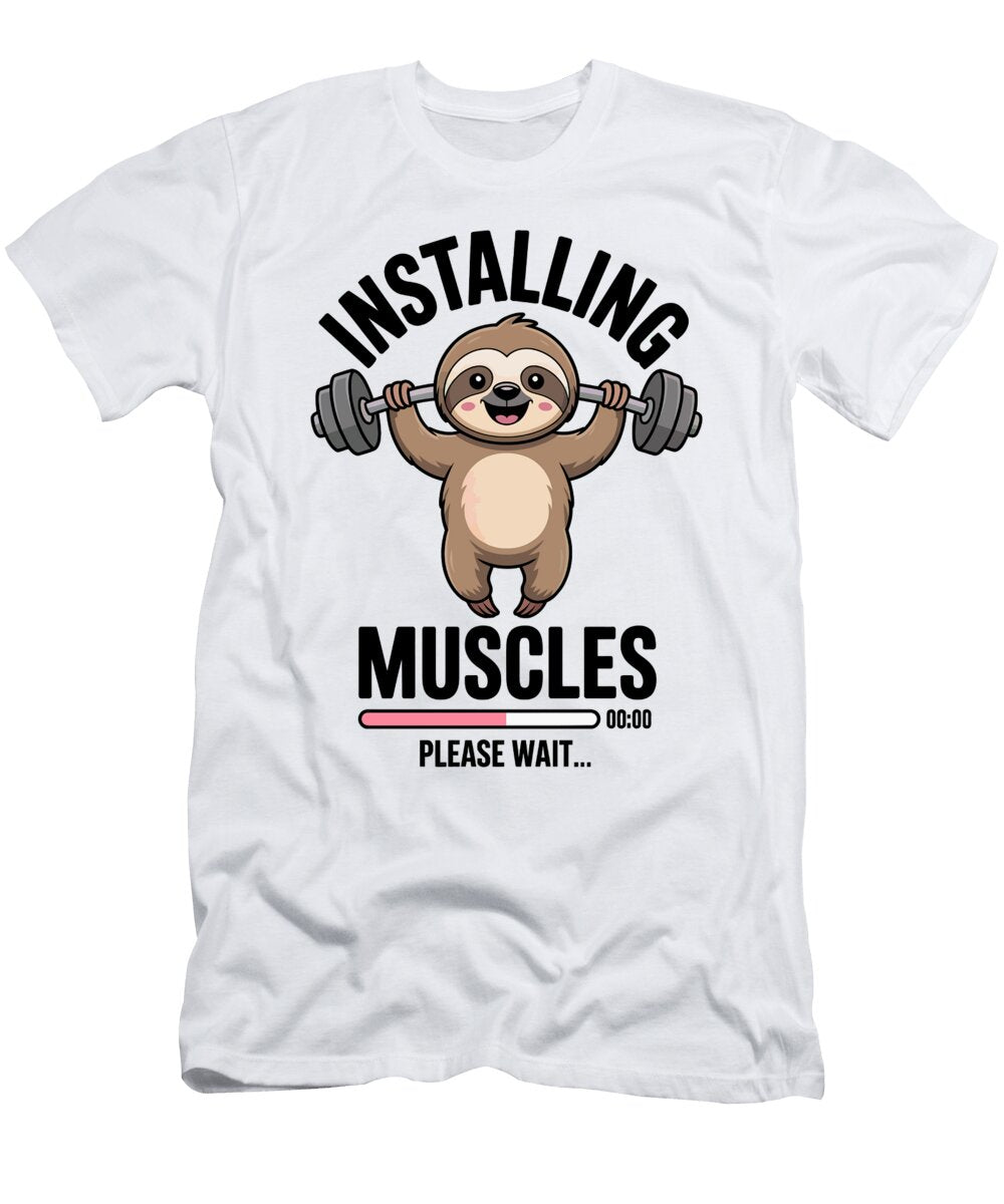 Sloth Lifting Weights Humor Joanna Redesiuk T-Shirt