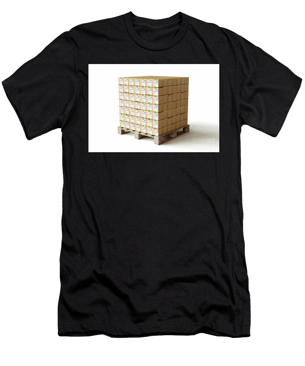 Small Cardboard Box Stack on Wooden Pallet Allan Swart T-Shirt