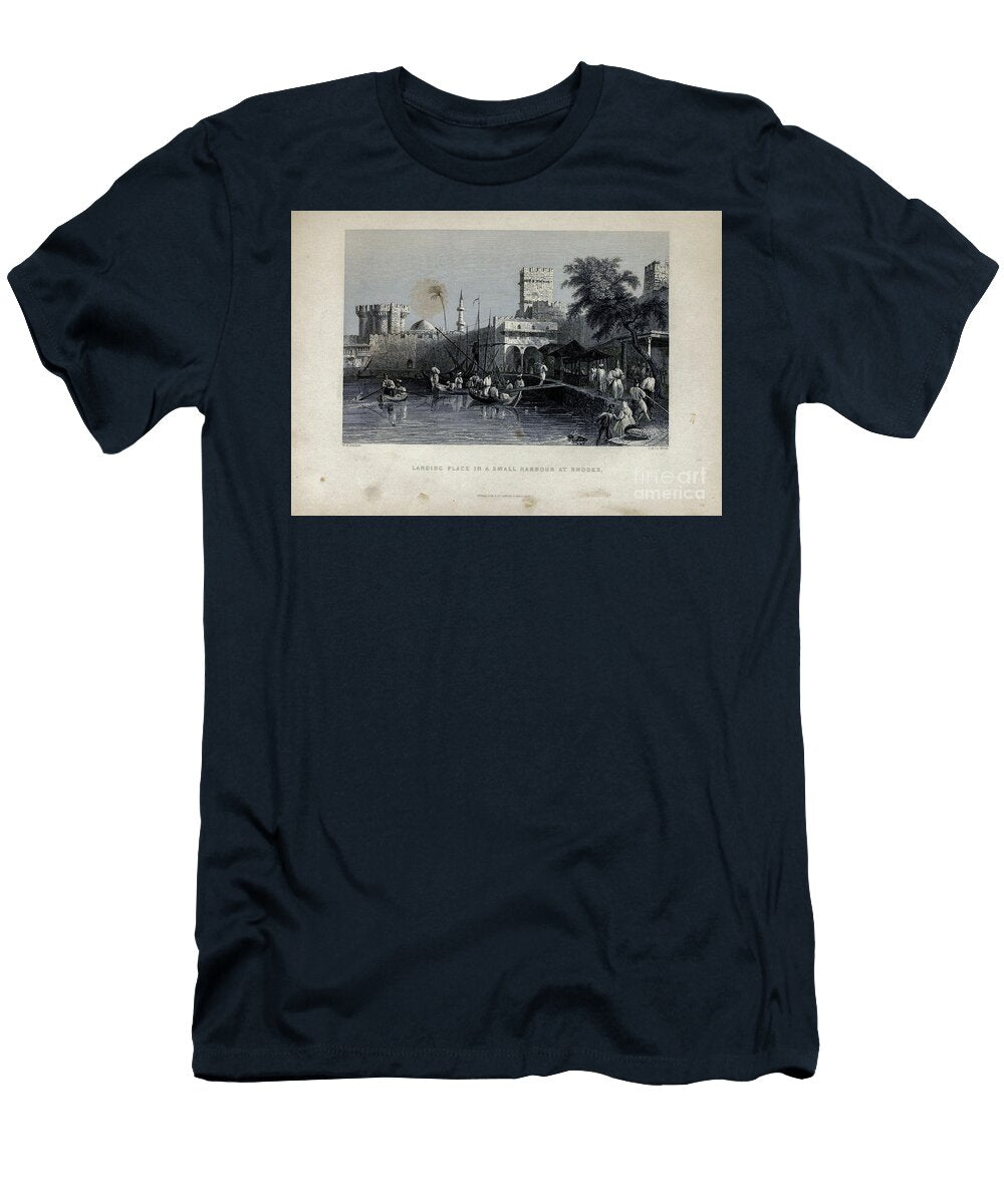 Small Harbour on Rhodes T1 Historic Illustrations T-Shirt