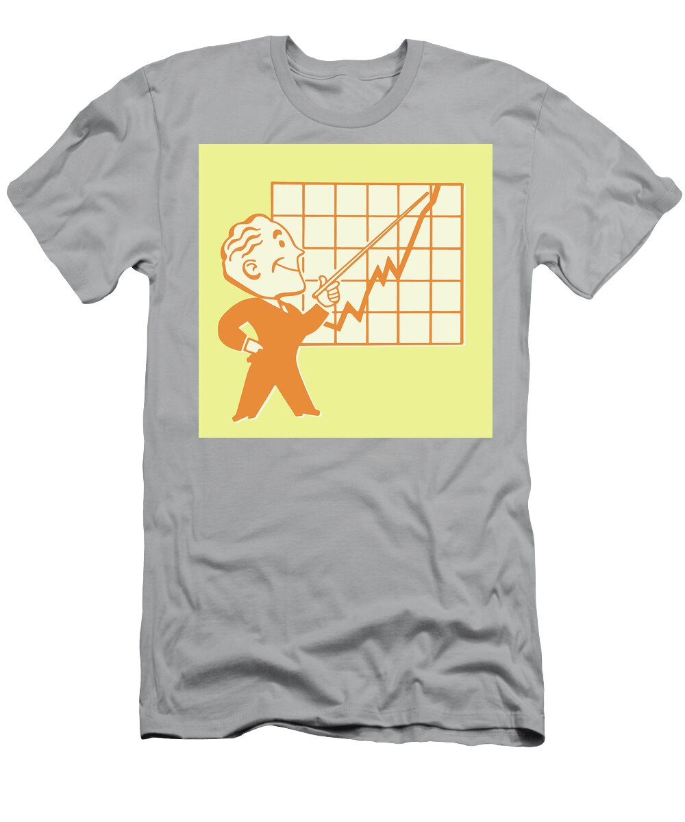 Smiling Man Pointing to Growing Line Chart Csa Images T-Shirt