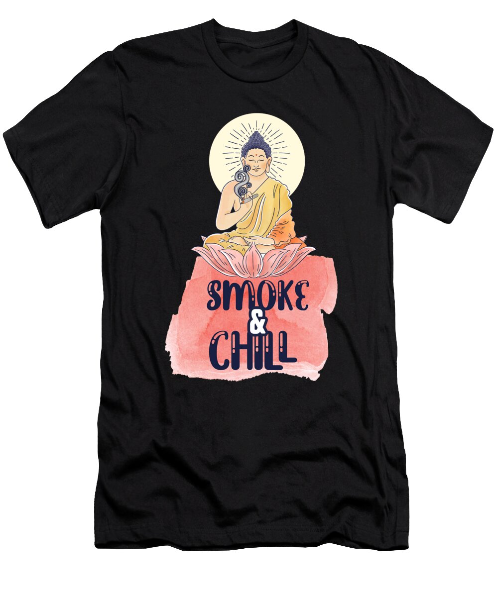Smoke and Chill Buddha Lotus Zen Yoga Meditation Gift Thomas Larch T-Shirt