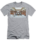 Spacious Library with Ornate Ceiling Books and People Studying Marco Brivio T-Shirt