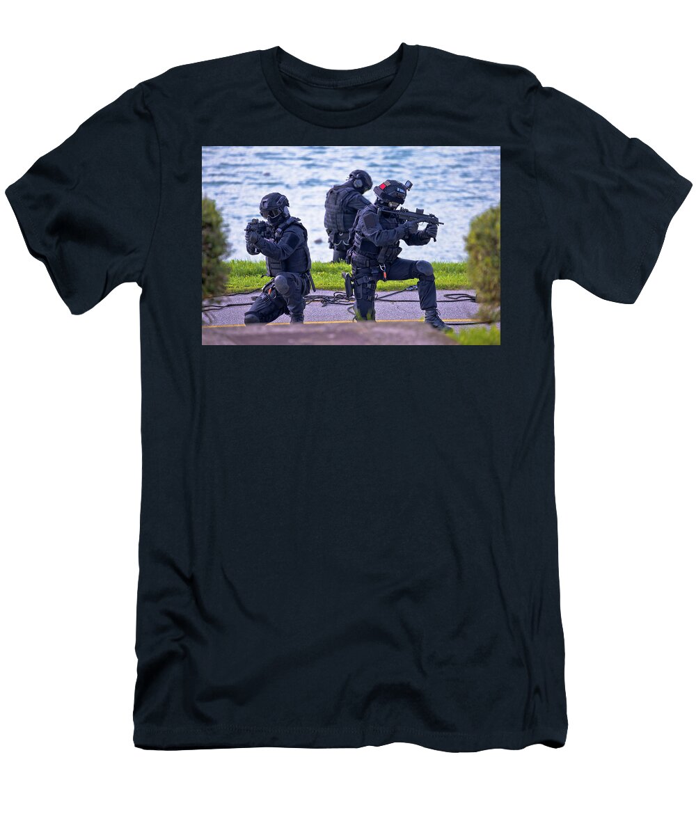 Special Forces Tactical Team of Three in Action Brch Photography T-Shirt