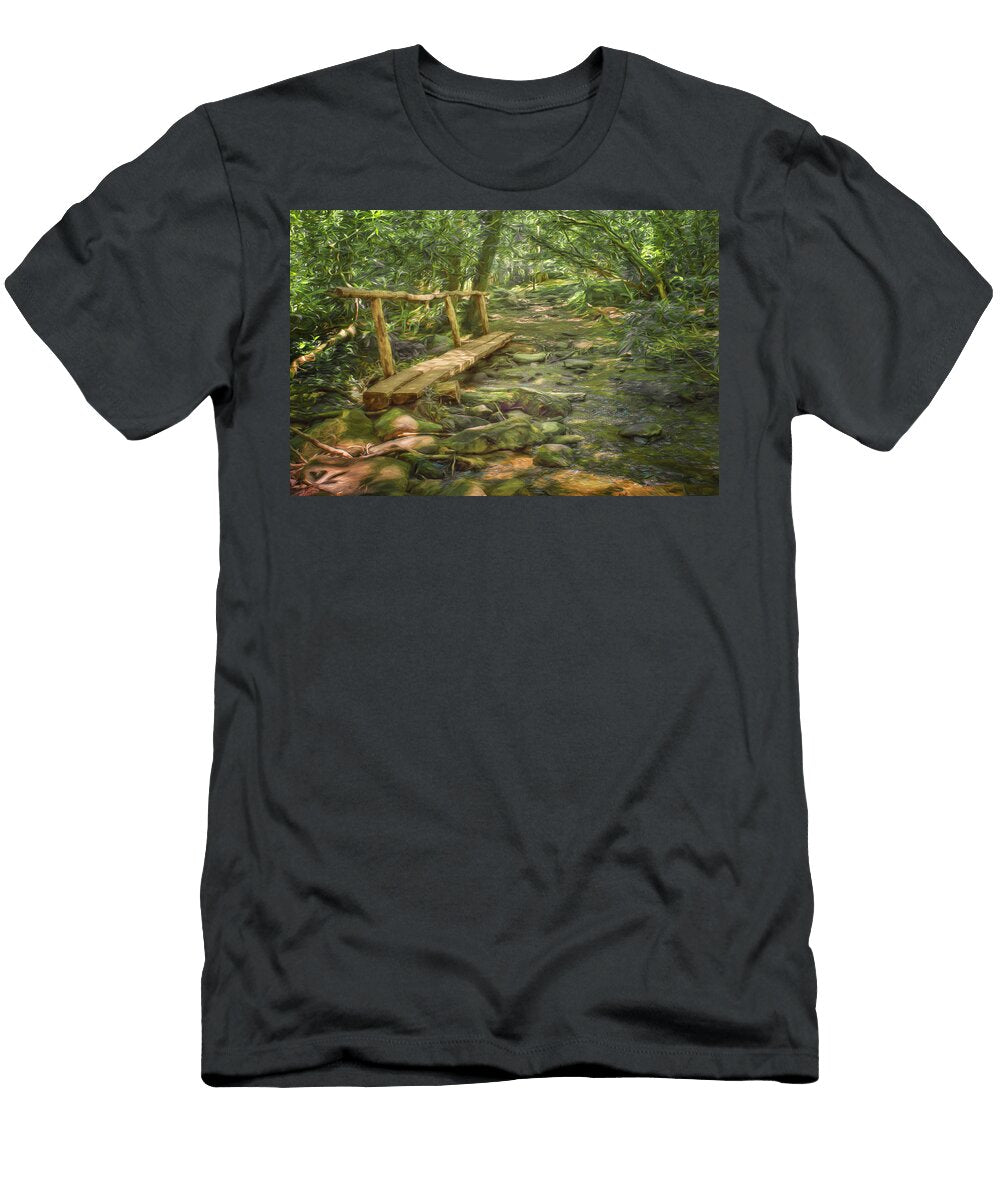 Split Log Bridge Great Smoky Mountains Nikolyn Mcdonaldfootbridge Great Smoky Mountains T-Shirt