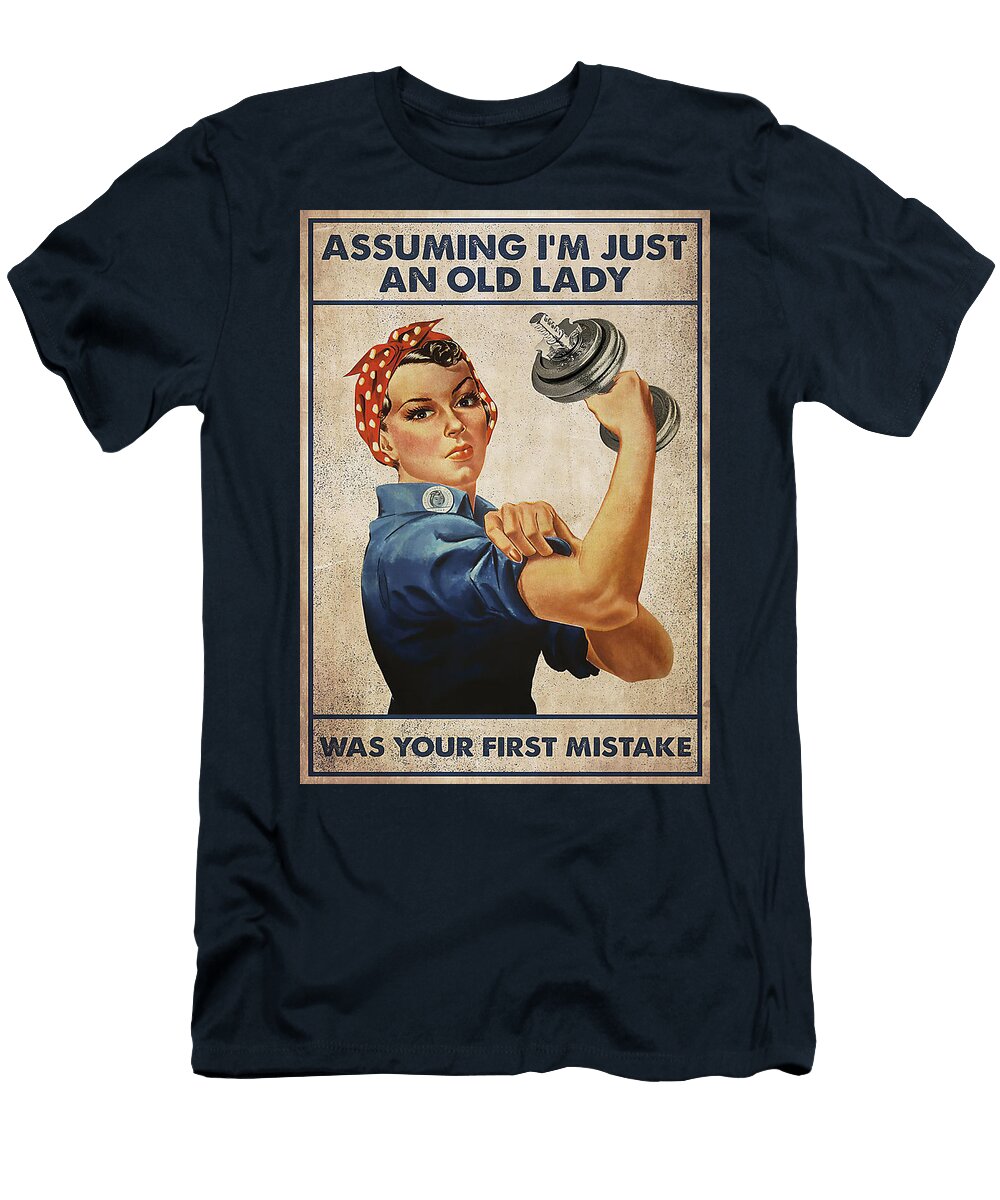 Sport Dumbbell Assuming Gambrel Temple T-Shirt