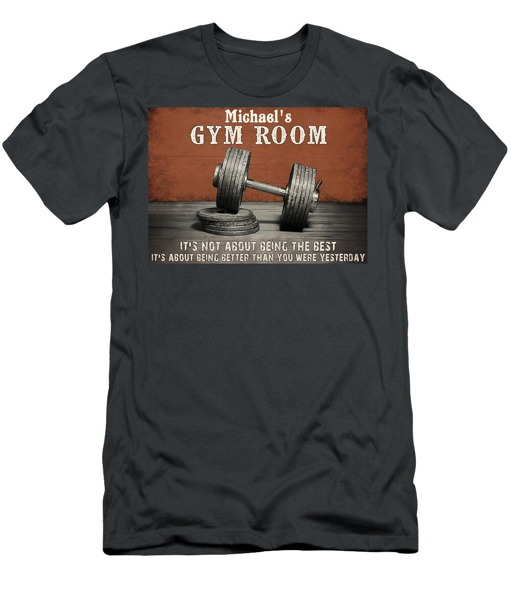 Sport Dumbbell Gym Room Gambrel Temple T-Shirt