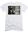 Sport Dumbbell Struggle But Never Quit Gambrel Temple T-Shirt
