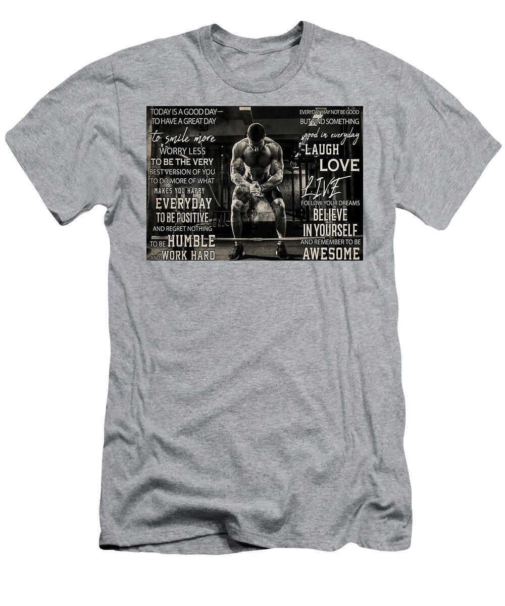 Sport Man Deadlift Good Day Gambrel Temple T-Shirt