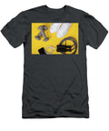 Sport Shoes Dumbbells Mobile Phone and Skipping Rope on Yellow Background Top View Fitness Sport and Healthy Lifestyle Concept Michael Dechev T-Shirt
