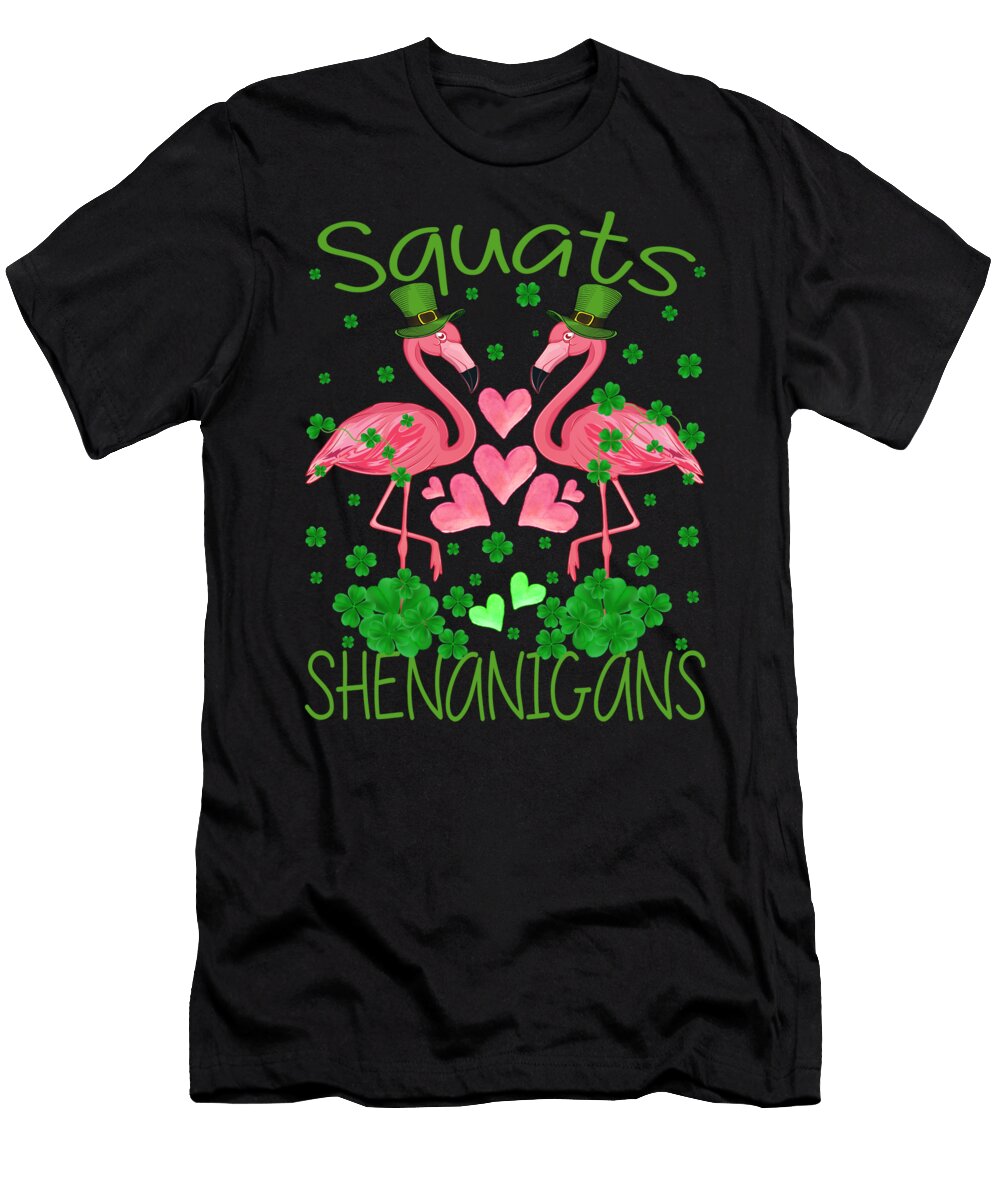 Squats and Shenanigans Flamingo St Patricks Day Thepassionshop T-Shirt