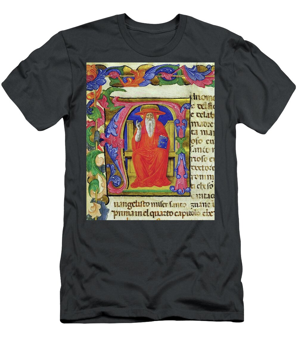 St Jerome From a Mariegola of the Lay Guild of St Jeroma C 1400 Ink and Gold Leaf on Vellum Italian School T-Shirt