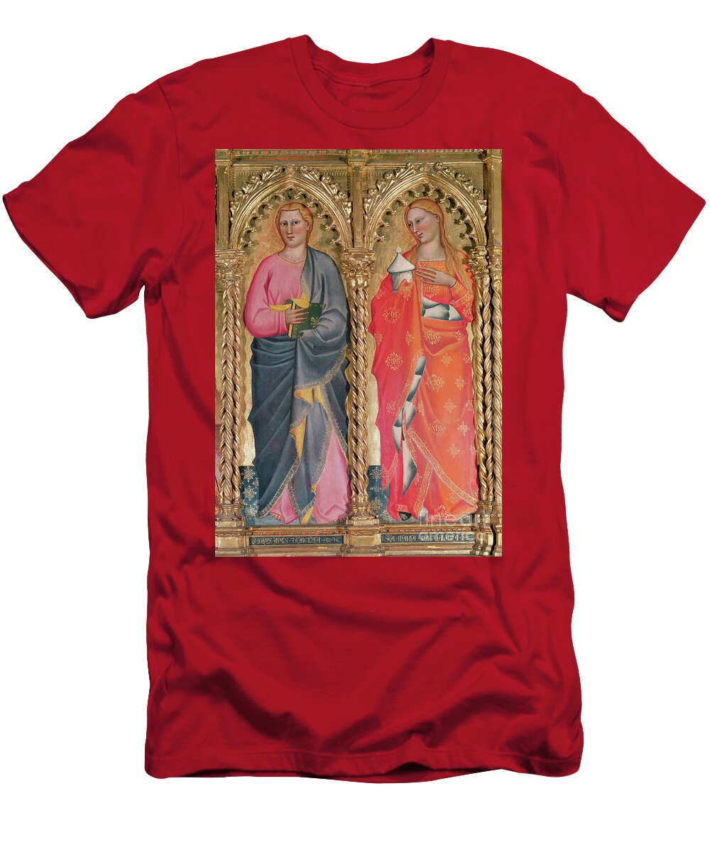 St John and St Mary Magdalene Detail From Virgin and Child Enthroned Surrounded By Saints Giovanni Del Biondo Dal Casentino T-Shirt