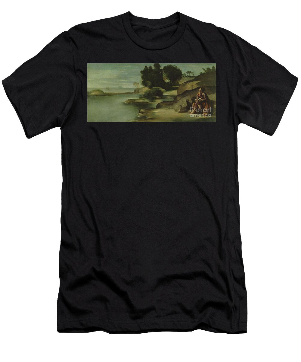 St John the Evangelist in a Landscape Fray Juan Batista Maino or Mayno T-Shirt
