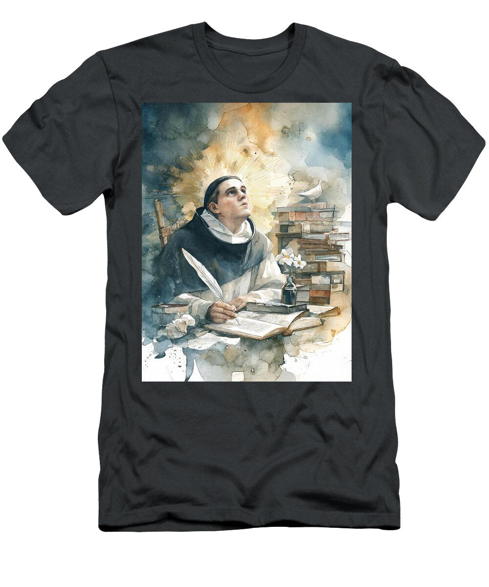 St Thomas Aquinas with Quill Olde Time Mercantile T-Shirt