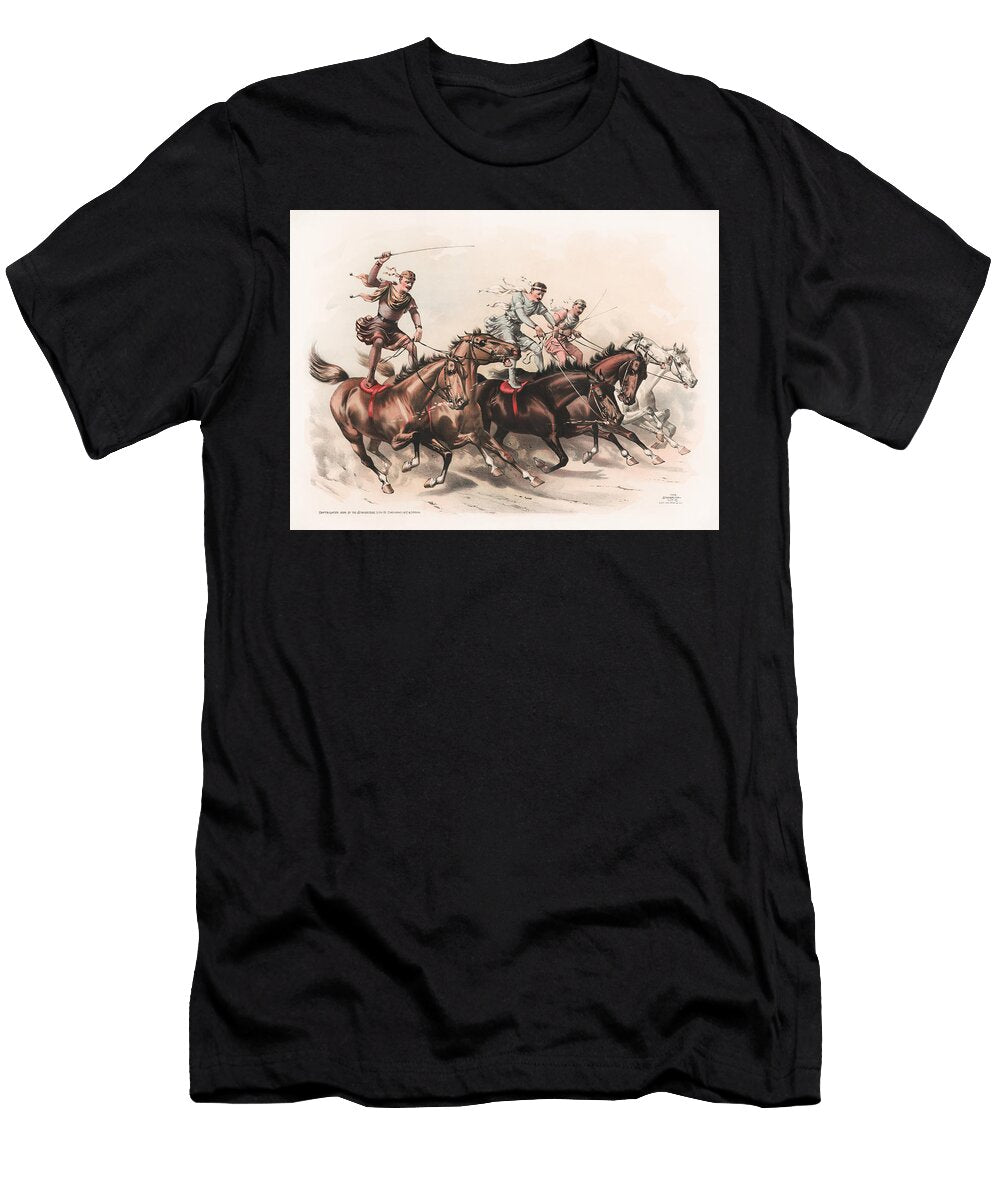 Standing Horseback Riders Chromolithograph Circa 1890 War Is Hell Store T-Shirt