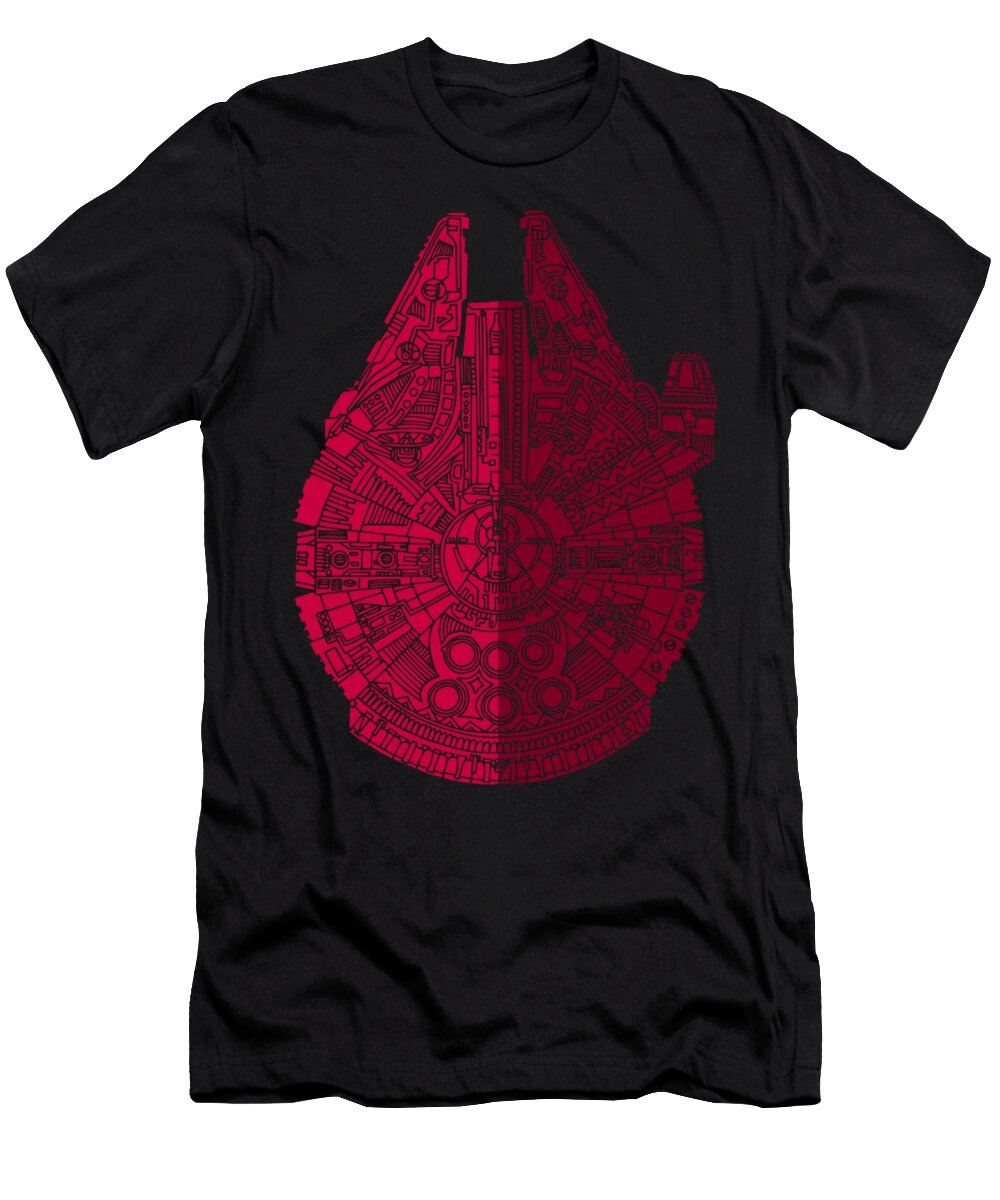 Star Wars Art Millennium Falcon Red Black Studio Grafiikka T-Shirt