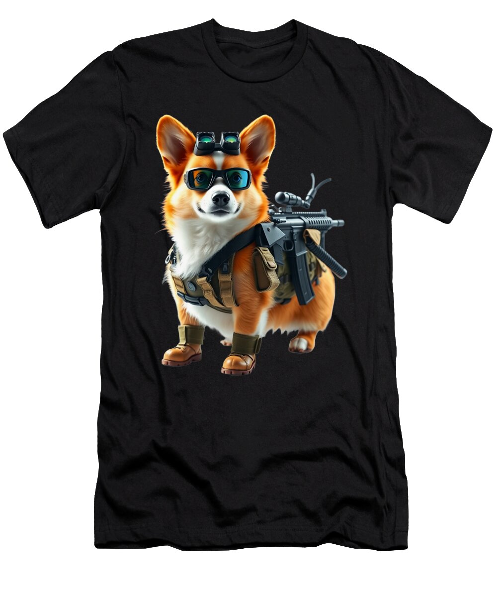 Stealthy Corgi Commando Studi Alex T-Shirt