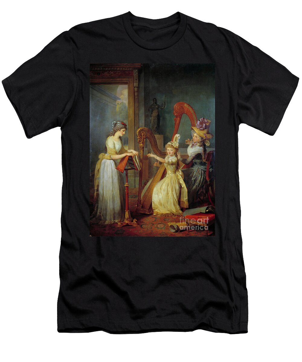 Stephanie Felicite Ducrest De Saint Aubin Countess of Genlis Gives a Harp Lecture to the Children of the Duke of Orleans At the Castle of Saint Leu Jean Baptiste Mauzaisse T-Shirt