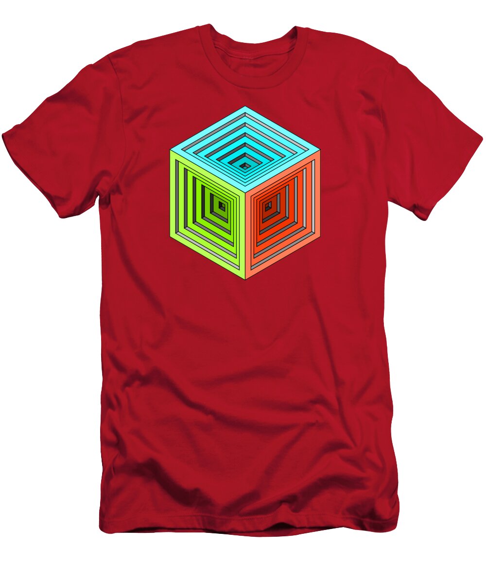 Stepped Cube on Orange Tom Hill T-Shirt